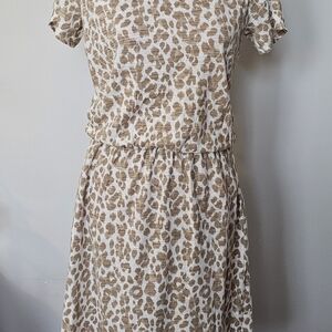 Old Navy Beige Leopard-Print Midi Dress
